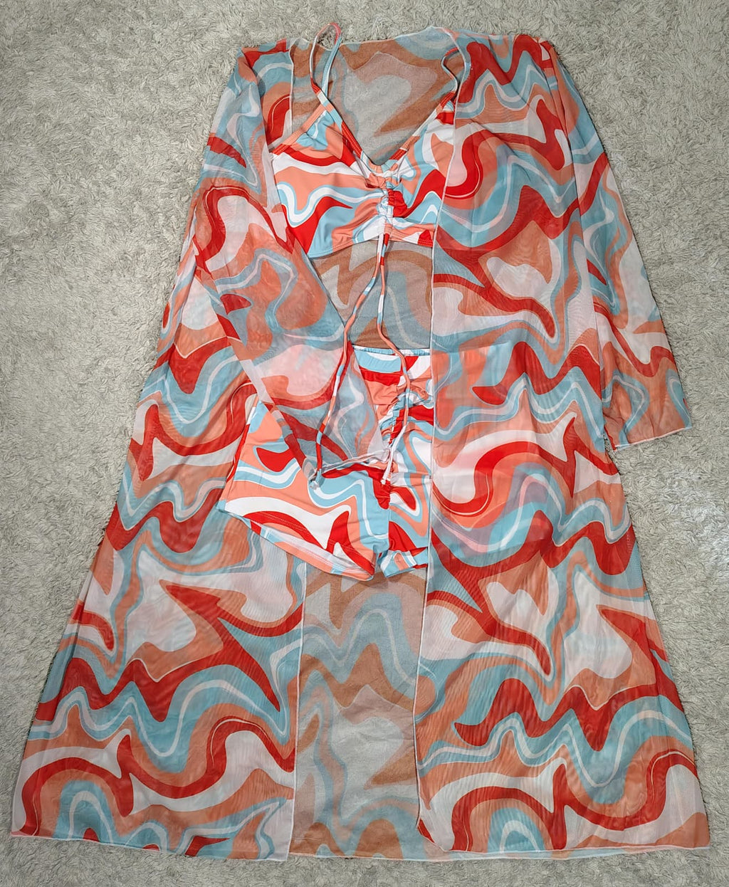 The Solaris — 3-Piece Sunset Orange Swimwear Set | Nyra's Swimwear