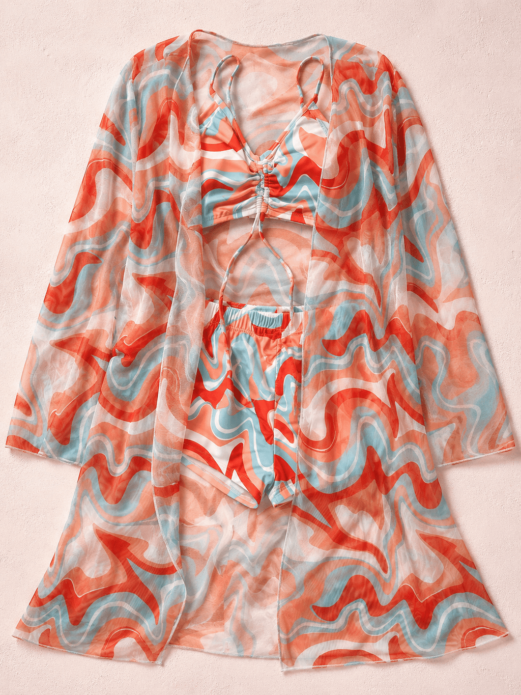 THE SOLARIS — The 3 - Piece Sunset Orange Set - Nyra's swimwear